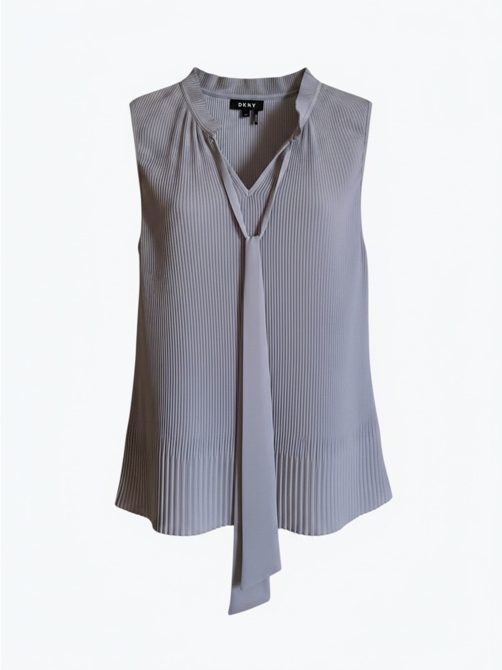 DKNY Light Lilac Sleeveless Pleated Tie-Front Blouse